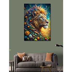 Kanvas Tablo Çiçekli Aslan 100x140 cm