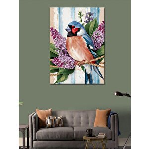 Kanvas Tablo Mavi Kuş Ve Çiçekler 70x100 cm