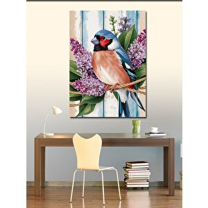 Kanvas Tablo Mavi Kuş Ve Çiçekler 70x100 cm