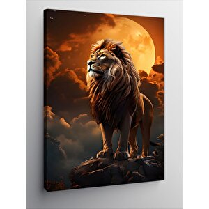 Kanvas Tablo Gün Batımı Ve Aslan 70x100 cm