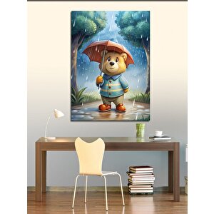 Kanvas Tablo Yağmurda Sevimli Ayı 50x70 cm
