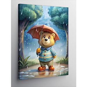 Kanvas Tablo Yağmurda Sevimli Ayı 70x100 cm