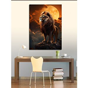 Kanvas Tablo Gün Batımı Ve Aslan 100x140 cm