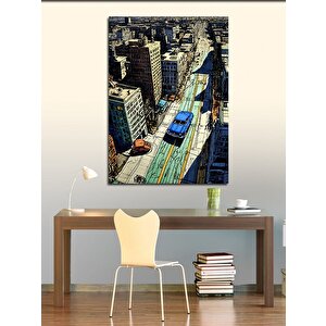 Kanvas Tablo Kuş Bakışı Şehir Çizimi 50x70 cm