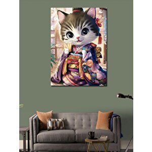 Kanvas Tablo Kimonolu Kedi 50x70 cm