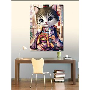 Kanvas Tablo Kimonolu Kedi 50x70 cm