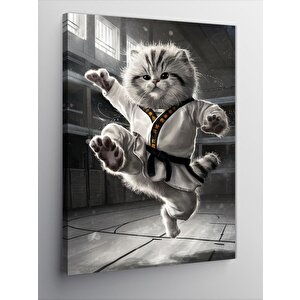 Kanvas Tablo Karateci Kedi 100x140 cm