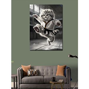 Kanvas Tablo Karateci Kedi 100x140 cm