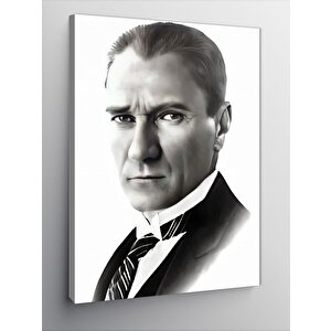 Kanvas Tablo Siyah Beyaz Mustafa Kemal Atatürk 100x140 cm