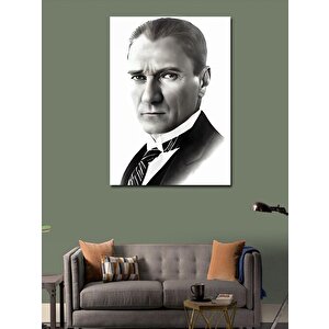 Kanvas Tablo Siyah Beyaz Mustafa Kemal Atatürk 100x140 cm