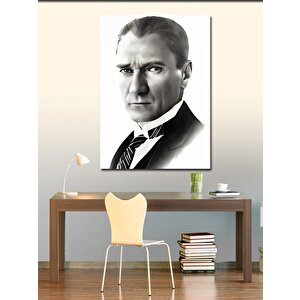 Kanvas Tablo Siyah Beyaz Mustafa Kemal Atatürk 100x140 cm