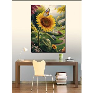 Kanvas Tablo Kelebek Ve Ayçiçeği 100x140 cm