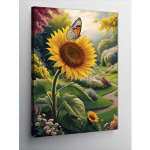Kanvas Tablo Kelebek Ve Ayçiçeği 70x100 cm