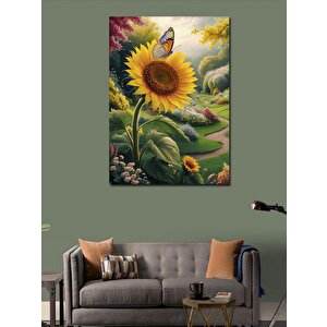 Kanvas Tablo Kelebek Ve Ayçiçeği 70x100 cm