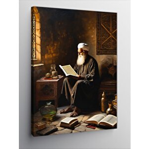 Kanvas Tablo Kur'an Okuyan Yaşlı Adam 50x70 cm