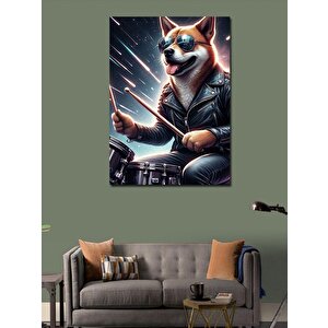 Kanvas Tablo Bateri Çalan Köpek 70x100 cm