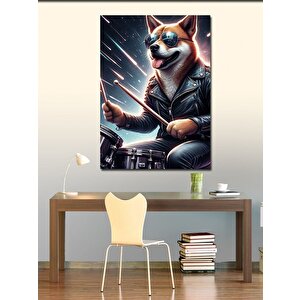 Kanvas Tablo Bateri Çalan Köpek 70x100 cm