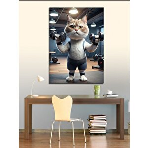 Kanvas Tablo Vücut Çalışan Kedi 50x70 cm