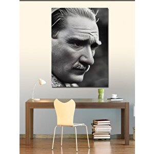 Kanvas Tablo Siyah Beyaz Mustafa Kemal Atatürk 50x70 cm
