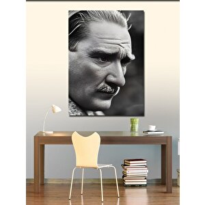 Kanvas Tablo Siyah Beyaz Mustafa Kemal Atatürk 100x140 cm