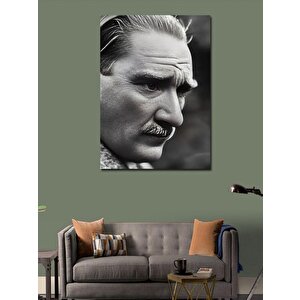 Kanvas Tablo Siyah Beyaz Mustafa Kemal Atatürk 70x100 cm