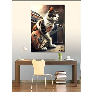 Kanvas Tablo Gitar Çalan Kedi 70x100 cm