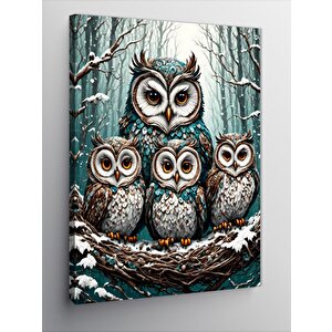 Kanvas Tablo Baykuş Ailesi 70x100 cm
