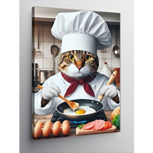 Kanvas Tablo Yumurta Yapan Kedi 50x70 cm