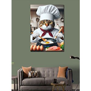 Kanvas Tablo Yumurta Yapan Kedi 50x70 cm