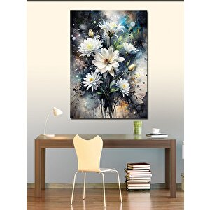 Kanvas Tablo Beyaz Çiçekler 100x140 cm