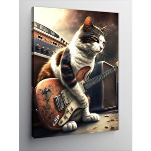 Kanvas Tablo Gitar Çalan Kedi 100x140 cm