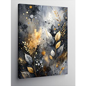 Kanvas Tablo Altın Sarısı Ve Siyah Yapraklar 100x140 cm