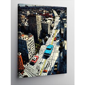 Kanvas Tablo Şehir Ve Arabalar 100x140 cm