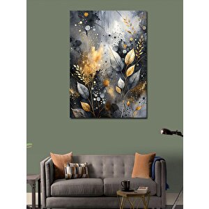 Kanvas Tablo Altın Sarısı Ve Siyah Yapraklar 70x100 cm