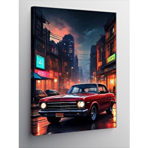 Kanvas Tablo Kırmızı Klasik Araba 50x70 cm
