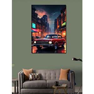 Kanvas Tablo Kırmızı Klasik Araba 50x70 cm