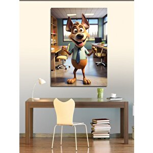Kanvas Tablo Ofisteki Çalışan Köpek 100x140 cm