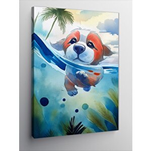 Kanvas Tablo Yüzen Köpek 70x100 cm