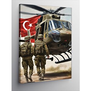 Kanvas Tablo Helikoptere Binen Türk Askerleri 100x140 cm