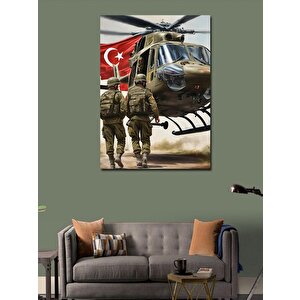 Kanvas Tablo Helikoptere Binen Türk Askerleri 100x140 cm