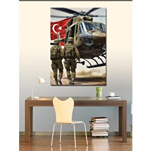 Kanvas Tablo Helikoptere Binen Türk Askerleri 100x140 cm