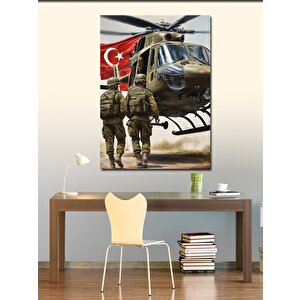 Kanvas Tablo Helikoptere Binen Türk Askerleri 50x70 cm