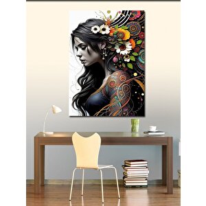 Kanvas Tablo Çiçekli Kız 70x100 cm