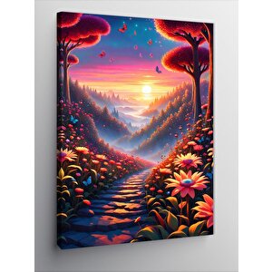 Kanvas Tablo Gün Batımı Ve Çiçekler 70x100 cm