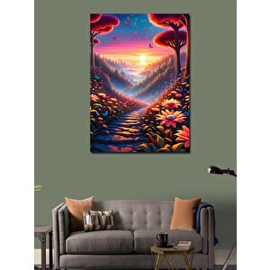 Kanvas Tablo Gün Batımı Ve Çiçekler 70x100 cm