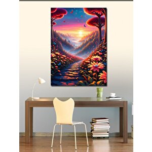 Kanvas Tablo Gün Batımı Ve Çiçekler 100x140 cm
