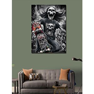 Kanvas Tablo Kaykay Yapan İskelet 70x100 cm