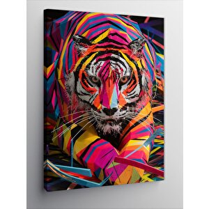 Kanvas Tablo Renkli Kaplan 100x140 cm