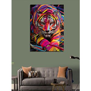 Kanvas Tablo Renkli Kaplan 100x140 cm