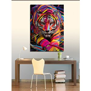 Kanvas Tablo Renkli Kaplan 100x140 cm